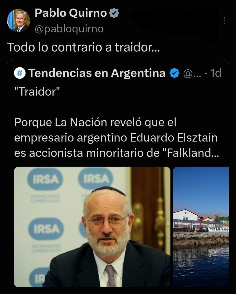 BiondiniCesar's tweet photo. Interesante acrobacia argumental del régimen de Milei para defender a Eduardo Elsztain.
Ahora resulta que ser socio de los kelpers es un acto de "patriotismo".
No pasó una semana y el verso de las sanciones a los colaboracionistas de Inglaterra ya se cayó. https://t.co/4k12xRHZcG