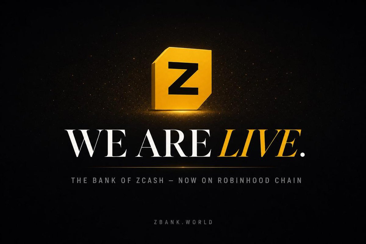 zbankworld's tweet photo. The bank is open.

ZBANK's lending market is now live on Robinhood Chain mainnet | supply USDG, earn what borrowers pay, all against real zZEC collateral. 

Every contract onchain and verifiable:

https://t.co/buhghYfaHO

$ZBNK comes next.

https://t.co/IzyjsAWzuA https://t.co/M5fBC3CnyI