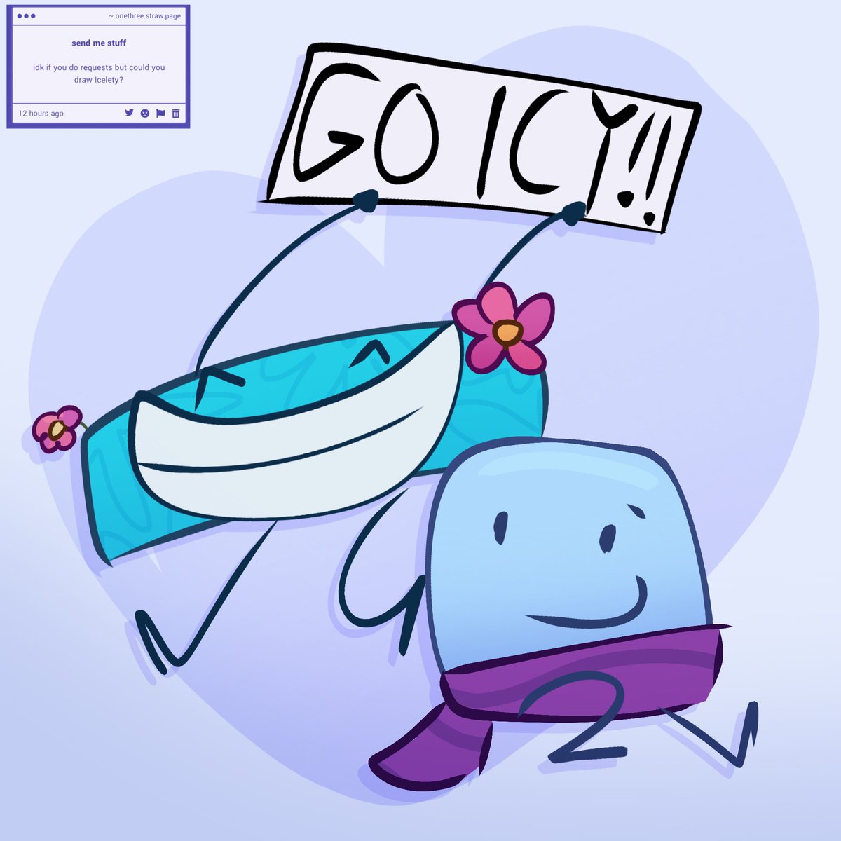 categoryoone's tweet photo. ANON I LOVE ICELETY SOOSO MUCH YES OF COURSE I WILL DRAW #ICELETY THEYRE SO GOATED #BFDI https://t.co/DHzPrcdNXb