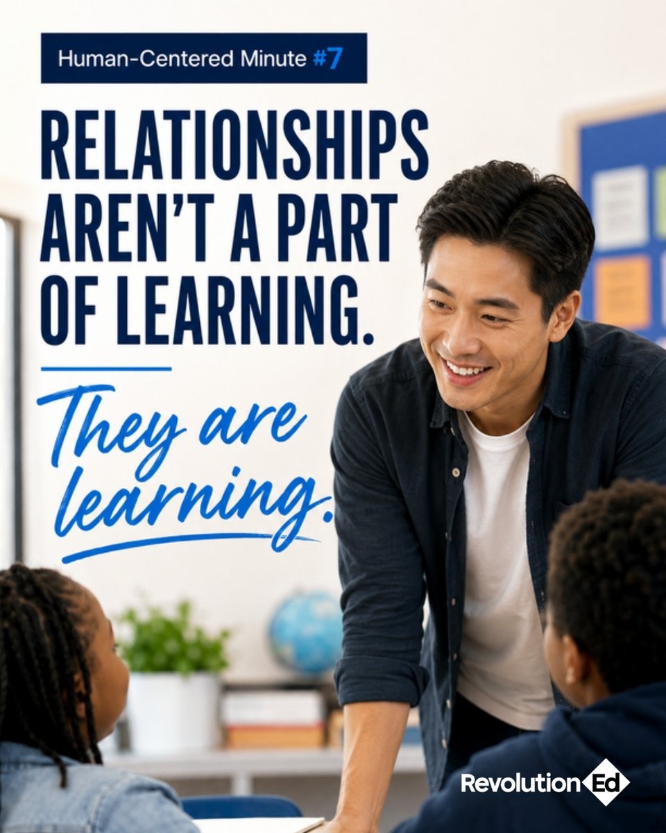 RevolutionEd_US's tweet photo. Research consistently reminds us that students learn best when they feel connected, valued, and supported.

Technology should create more opportunities for those relationships – not compete with them. https://t.co/HQi6AvTEZ8