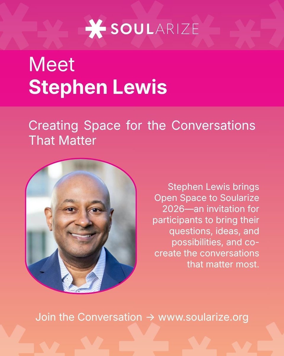 SpencerBurke's tweet photo. What conversation do you think needs to happen?

At Soularize, Stephen Lewis will host Open Space—participant-driven time where anyone can bring a question, idea, or challenge into the room.

No predetermined agenda. You help shape it.

#Soularize2026 https://t.co/jA0rD1fvVs