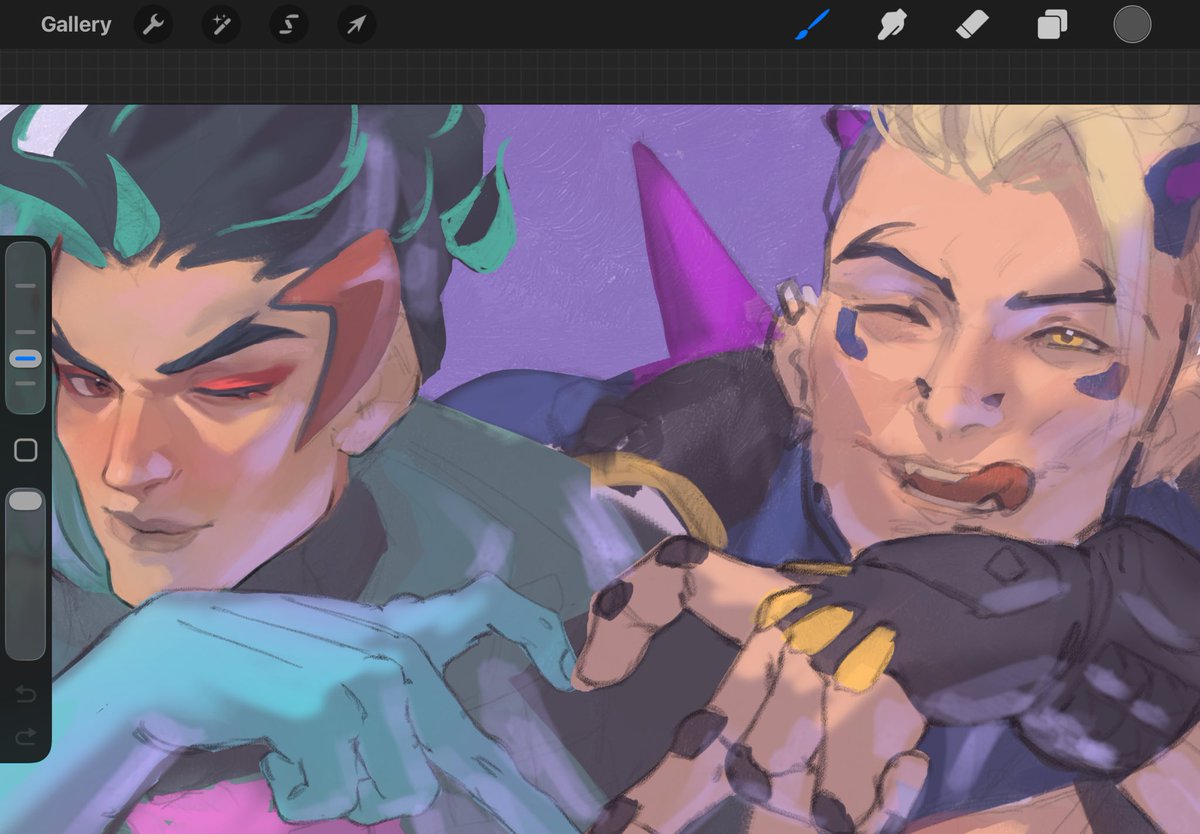 more_marooned's tweet photo. Painting new pfp, obsessed with these two 
#overwatch #hazard #emre #wip https://t.co/dCAdzpxgYU