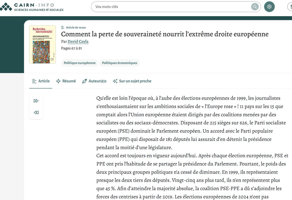 dav_cayla's tweet photo. L'ascension de l'extrême droite en Europe n'est pas le fruit du hasard.
Il y a environ deux ans, j'en avais étudié les causes profondes et proposé quelques explications dans cet article publié dans la revue @Recherchesinte1 :
https://t.co/Id4qT7EGGl https://t.co/lolMNAPvkM
