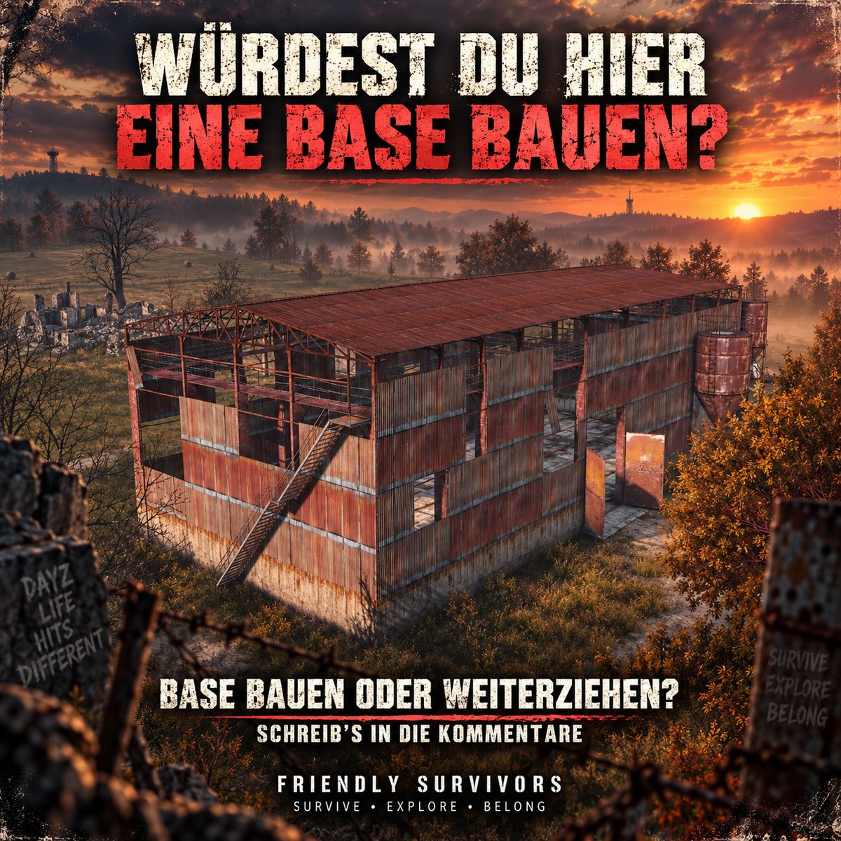 FS_Survivors's tweet photo. Würdest du hier wirklich deine Base bauen? 👀
#DayZ #FriendlySurvivors #DayZCommunity #Gaming #Survival #BaseBuilding #DayZServer #PVE https://t.co/swQQ7wwXwg