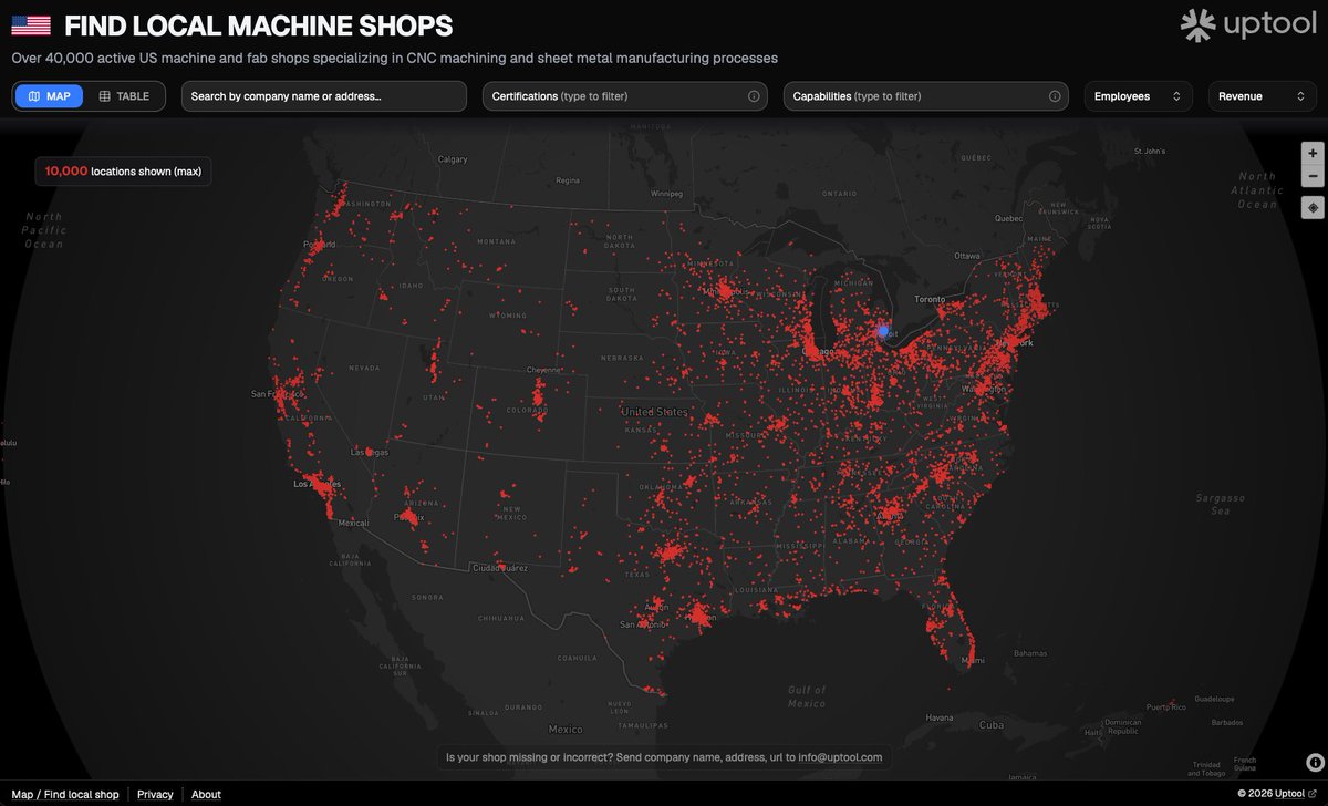 zanehengsperger's tweet photo. Based on 19,959 machine shops, here's where we build stuff in the US. 

Midwest - 12,339 - 31%
South - 10,471 - 26%
East - 7,622 - 19%
West - 6,766 - 17%
Other - 2,802 https://t.co/3uBpuxurSy