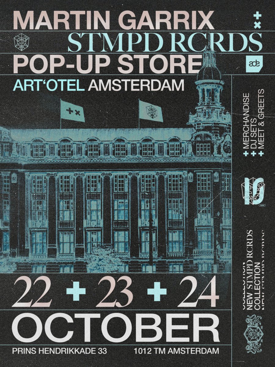stmpdrcrds's tweet photo. AMSTERDAM!! you’ve been asking us to bring it back.. how could we say no?! 👀💛 the official Martin Garrix & STMPD RCRDS pop-up store returns to ADE!!

come through for ADE exclusive merch, live DJ sets from STMPD artists and meet & greets 🤝

📍 art’otel Amsterdam, Prins Hendrikkade 33
📅 22 & 23 October: 11:00-19:00
📅 24 October: 11:00-17:00