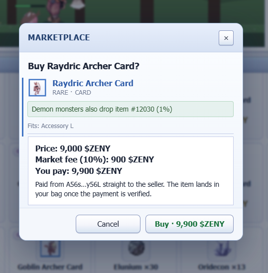 Xerlaa7m's tweet photo. Worked for 12s

Bro really saw a Raydric Archer Card for 9,900 ZENY and said yeah, thats mine. The market fee alone is 900, and that 1% drop rate is straight-up criminal. Demon mobs really said good luck bro, RNG gonna make you grind for it. We ball. this RNG wild fr! @IdleROGame https://t.co/hm4lYaKRsC