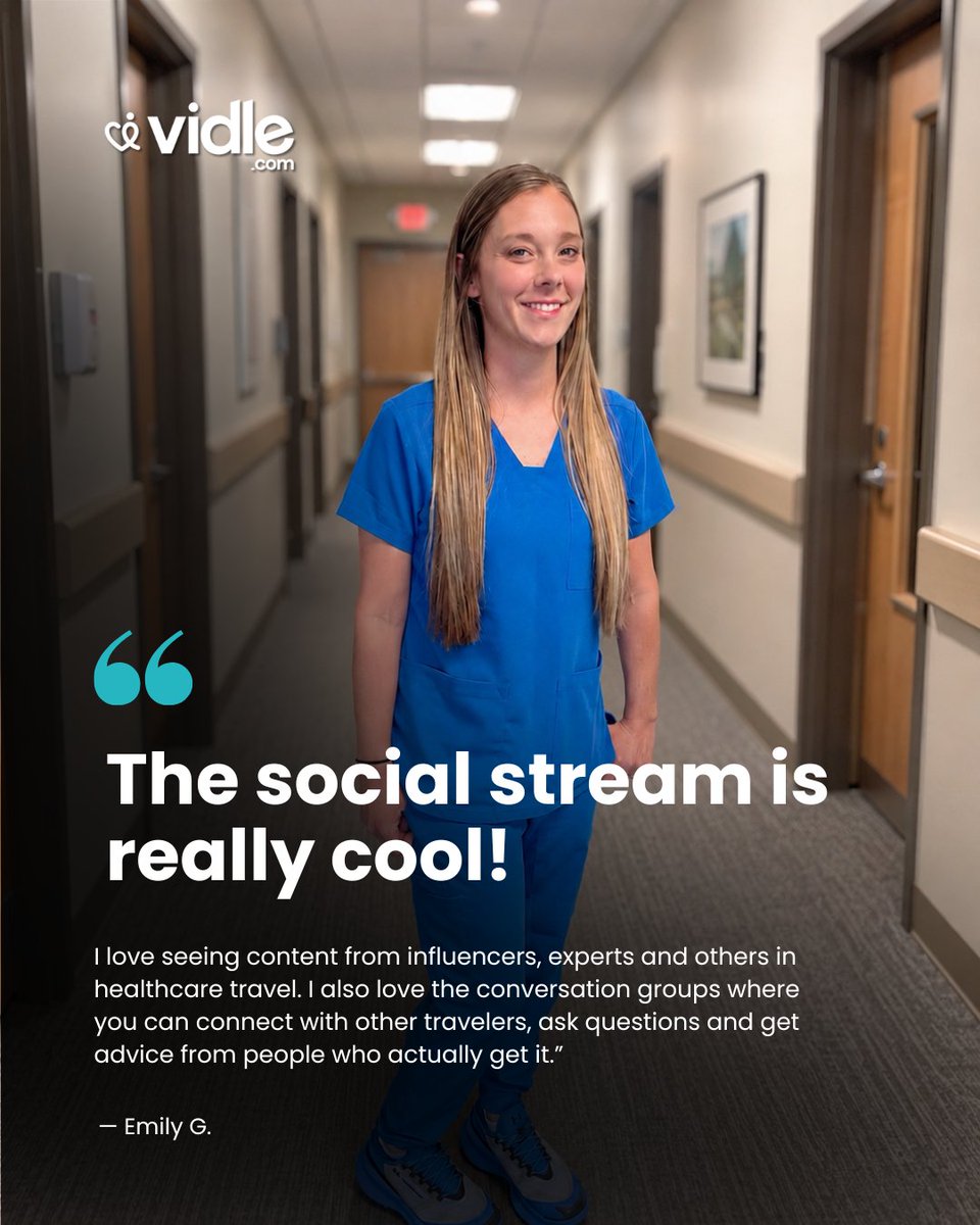 vidlehousing's tweet photo. Your feed should give you something back. 👀

Real advice. Real experiences. Real people who get healthcare life. That’s the Vidle social stream. 💙

📲 See what Emily’s talking about: https://t.co/KzXJhvc16I

#Vidle #TravelHealthcareCommunity https://t.co/j9tsis6IQz