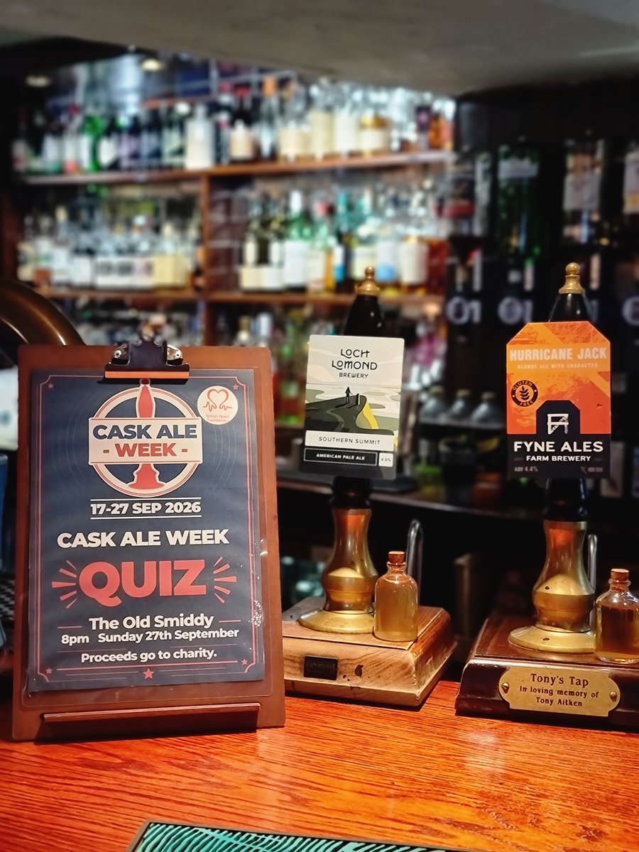 caskaleweek's tweet photo. Don't miss the quiz night at The Old Smiddy during #CaskAleWeek 2026 🍻

Fancy putting your knowledge to the test while enjoying some fantastic Scottish cask ale? Head to The Old Smiddy in Glasgow!

📅 Sun 27th Sept from 8pm
📍 The Old Smiddy, 131 Old Castle Rd, Glasgow G44 5TJ https://t.co/CIrzYYemUs
