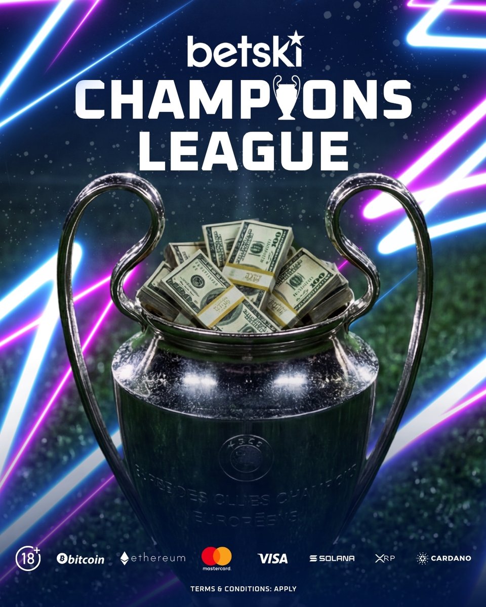 Betski's tweet photo. 🏆 THE CHAMPIONS LEAGUE STARTS TOMORROW
🔥 Matchday 1 kicks off with:
-Dortmund vs Villarreal
-Lille vs Real Betis
-Real Madrid vs Inter
-Porto vs Man City
🎯 Guess the total goals across all 4 matches
❤️ Like & share to enter
🎁 3 winners get a $50 Freebet
👇 Drop your total below