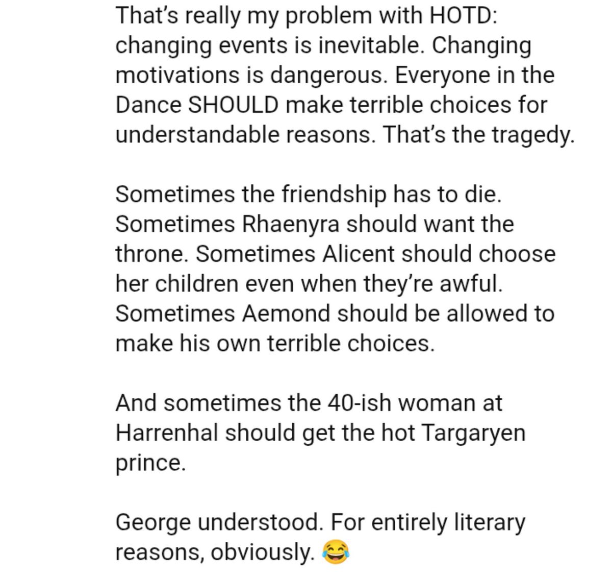 collectortreas1's tweet photo. Honestly, this YT commentor was so real with their critique about Condal's creative choices this season. https://t.co/2PEGYDHce1