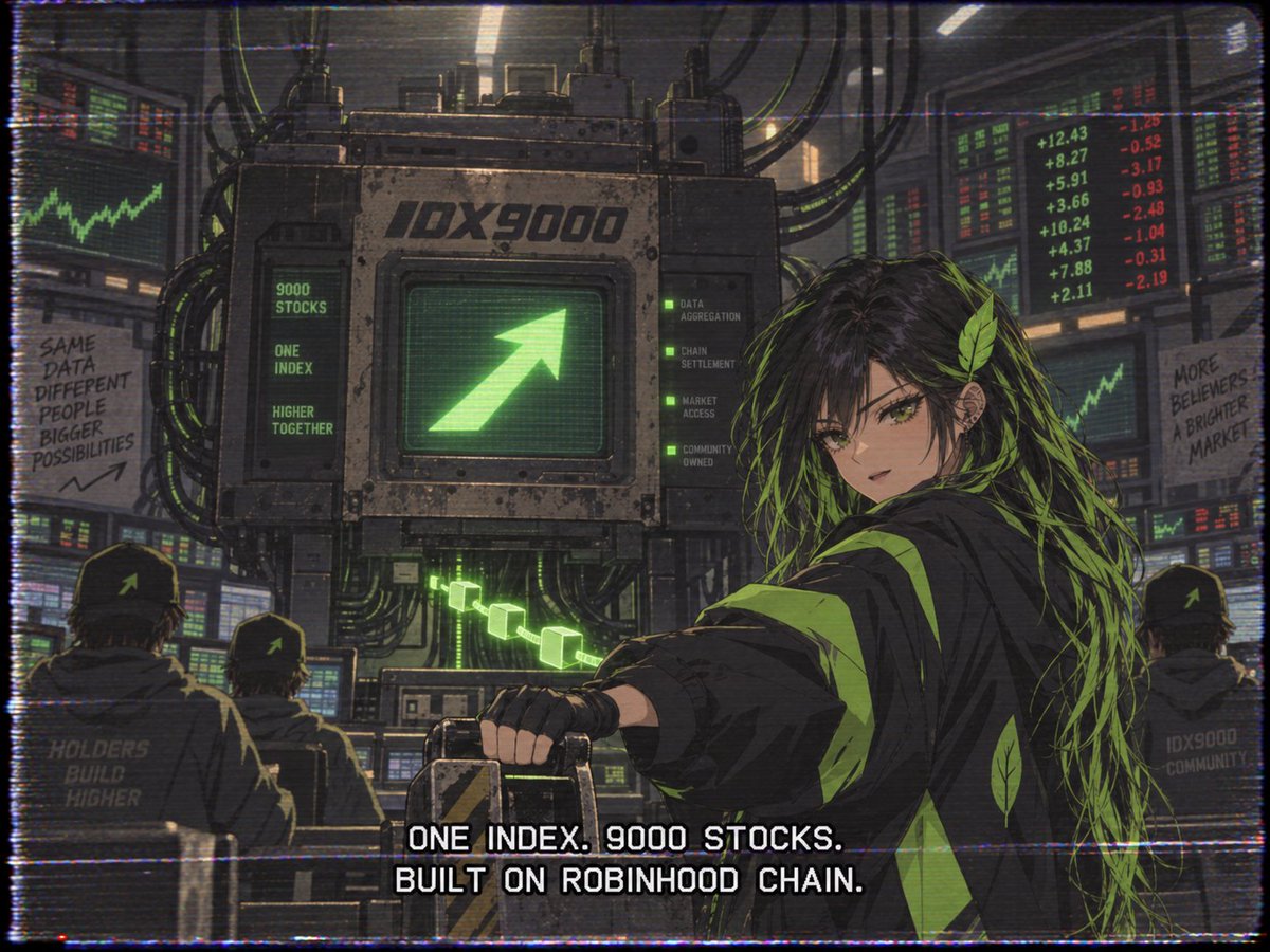 IDX9000's tweet photo. @RobinhoodApp One index. 9000 stocks.

Built on Robinhood Chain. https://t.co/DqAIeWrRY5