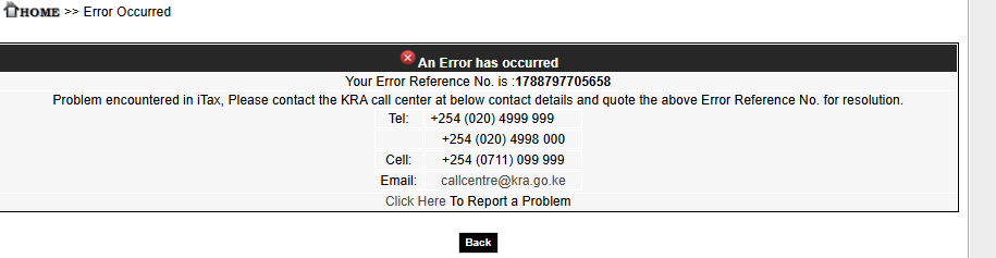 ShambaSokoMoto's tweet photo. @KRACare @KRACare  Lets come clean now we are facing difficulties with the say stem its the 7th I cant file Paye due to this error.  Since August this error has been very consistent. https://t.co/SWY9Erlit4