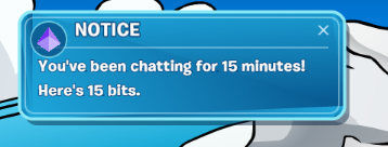 iheypenguin's tweet photo. You can now get 15 free bits for chatting for 15 minutes, and another 100 free bits for being online every 30 minutes 😎 https://t.co/M30rtS7sqI
