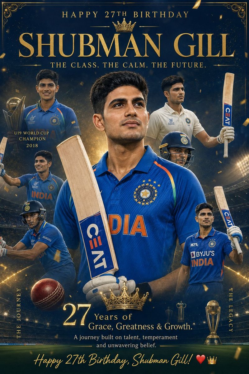 NainaDev380254's tweet photo. BOOSTER ALERT

Please comment without wishes and tagline - 

Fastest to every milestone and hungry for more. Happy Birthday to India’s batting sensation, Shubman Gill! 

HBD CAPTAIN SHUBMAN https://t.co/cgLTJE981y