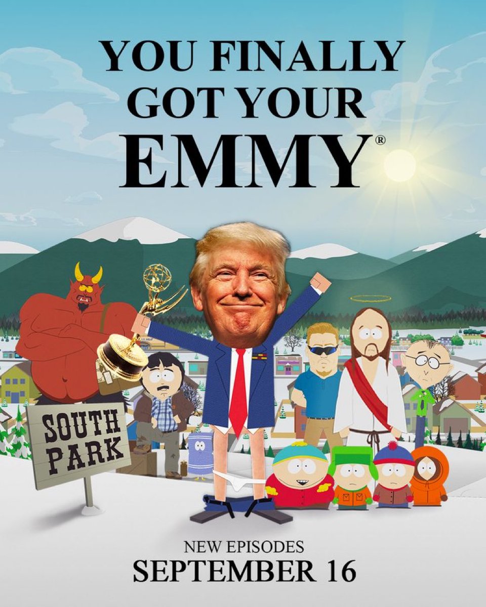 DiscussingFilm's tweet photo. ‘SOUTH PARK’ has made a diss at Donald Trump after the show won Best Animated Series at the Emmys.

“You finally got your Emmy.” https://t.co/4ixYDBWQir