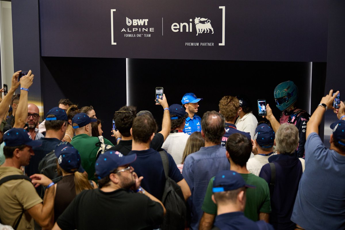 eni's tweet photo. An unforgettable weekend, on and off the track in Monza! A time to come together, share experiences and celebrate the renewed partnership between Eni and BWT @AlpineF1Team. https://t.co/ZVk3D4ZT0s