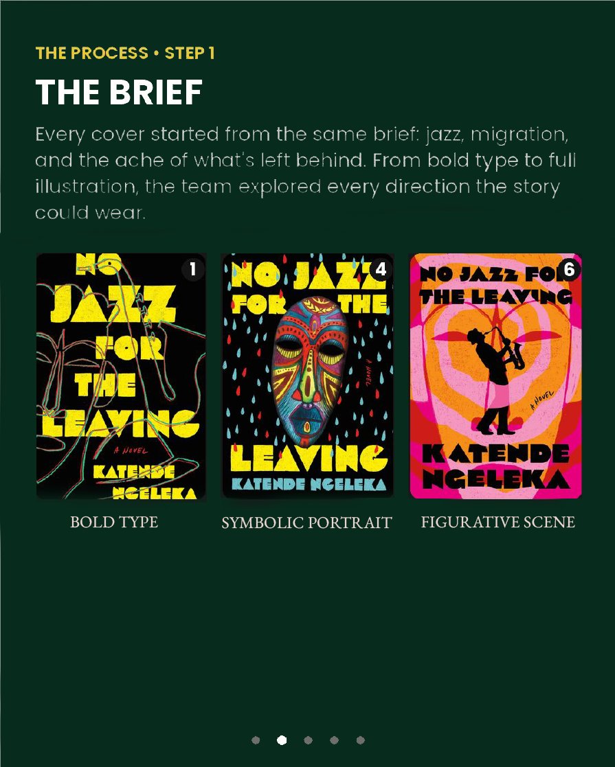 Towergate_Books's tweet photo. 7 covers. One final choice. 📖

Katende Ngeleka knew #5 was the one the moment he saw it — “love at first sight.”

Swipe through the journey behind the cover of No Jazz for the Leaving. Which one would you have picked?

#NoJazzForTheLeaving #KatendeNgeleka #TowergateBooks

X https://t.co/bhlpBRBgrK