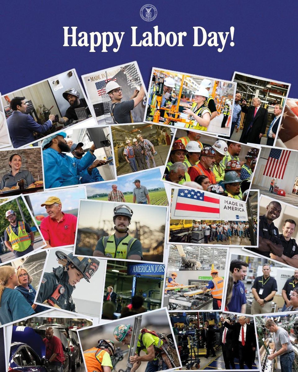USDOL's tweet photo. From farmers to firefighters, it’s hardworking Americans who make our country run. Happy Labor Day! https://t.co/TQZ1f0qi9U