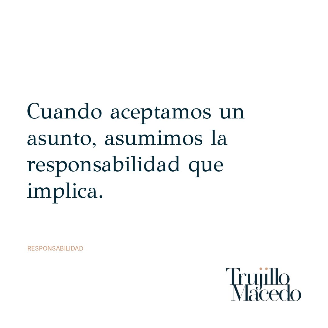 TrujilloMacedo's tweet photo. Aceptar un asunto también significa asumir lo que está en juego.

Estudiarlo, darle seguimiento, anticipar riesgos y responder por cada decisión.

La responsabilidad profesional empieza con la confianza del cliente.

#TrujilloMacedo #Derecho #Responsabilidad https://t.co/q4LYWCPMN8