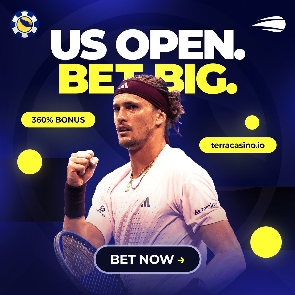TerraCasino_io's tweet photo. πΎ US Open action is heating up!
The biggest names are battling it out in New York β who are you backing to go all the way? ππ₯
Bet on the action at TerraCasino π
π https://t.co/ReGs56LRgd
#USOpen #Tennis #GrandSlam #TennisBetting #SportsBetting #ATP #TerraCasino https://t.co/uXXPYcimvx