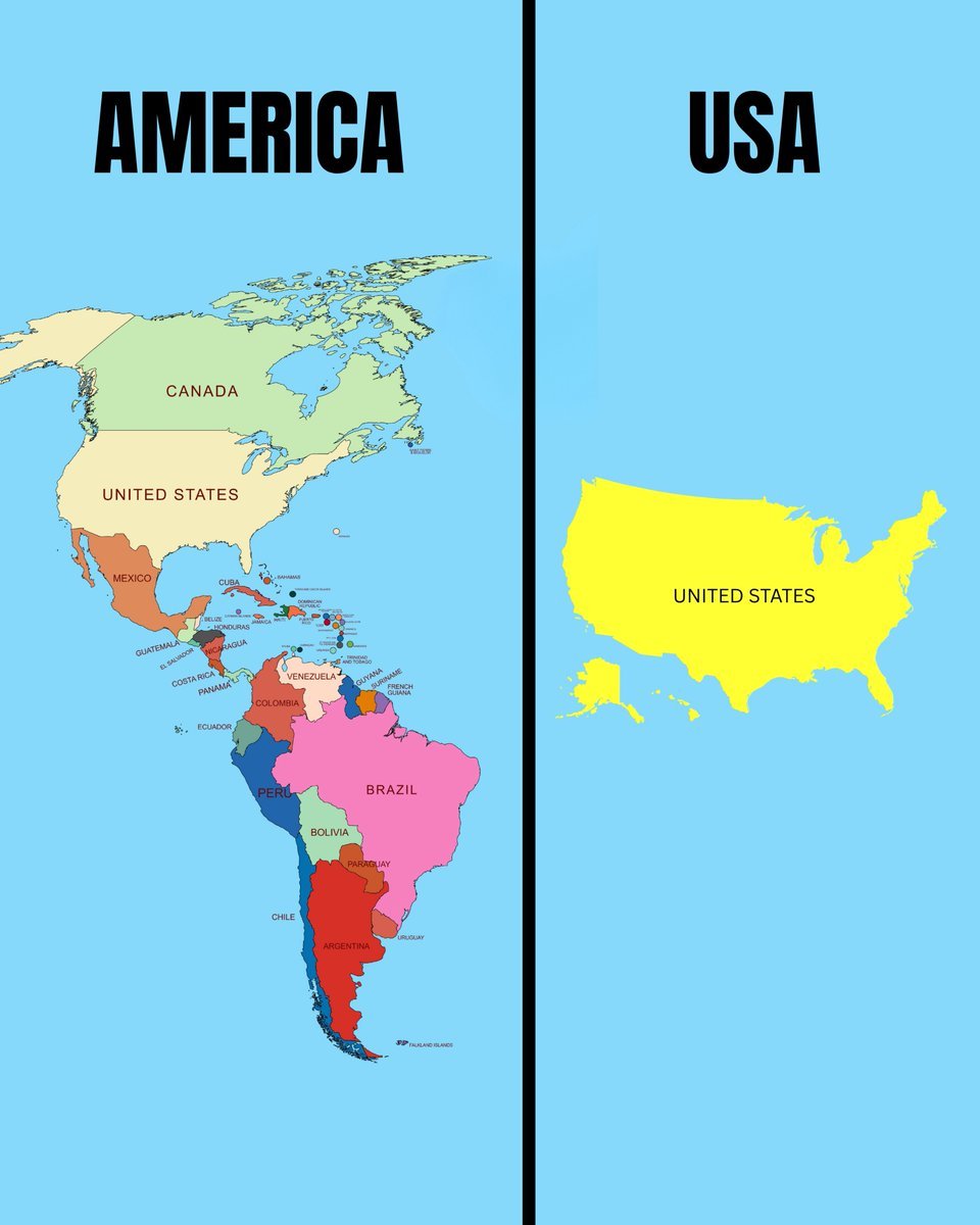 theepicmap's tweet photo. AMERICA ≠ USA https://t.co/lKC26EE1Gl