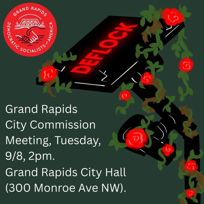 _jlwalker_'s tweet photo. Grand Rapids' local Democratic Socialists of America chapter is organizing a second anti-Flock demonstration.

This event appears to be encouraging public comment against the city's use of cameras. https://t.co/6d1r4QrRqB