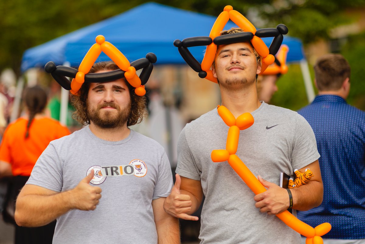 Students with balloon hats on their heads.