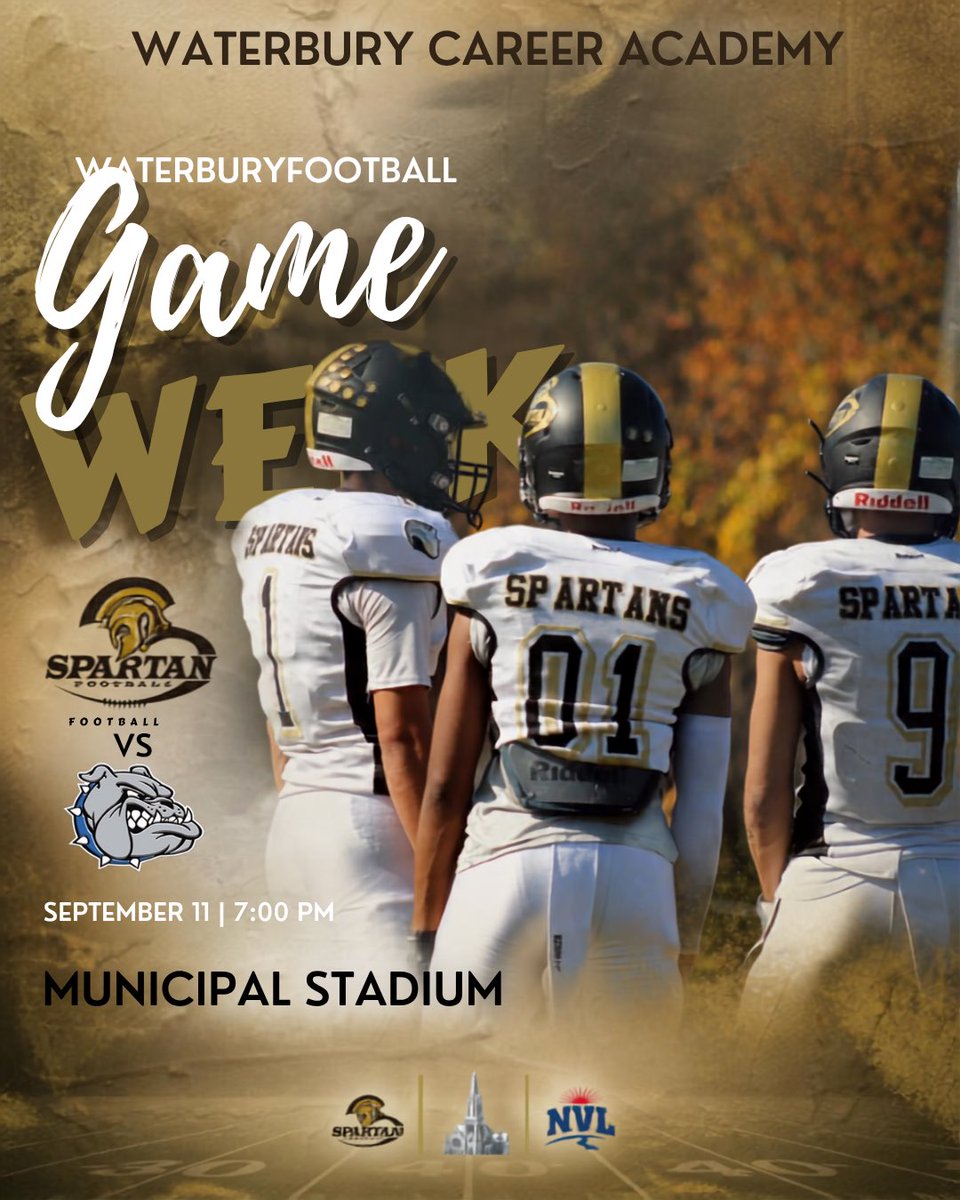 waterbury_fb's tweet photo. WEEK 1️⃣ 

🏈 WCA vs Crosby 
📆 7:00 PM | September 11th
📍 Municipal Stadium

#One11 https://t.co/rPjEEnrgMx