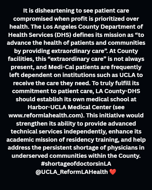 ReformLAHealth1's tweet photo. @ReformLAHealth: Now is the time for the LAC-DHS to redefine its mission to provide care for the residents for which this system was designed to serve. Self-sufficiency and cost-efficacy must be the highest priority so that no one is left behind. @ReformLAHealth1 https://t.co/8OcrsPKdGt