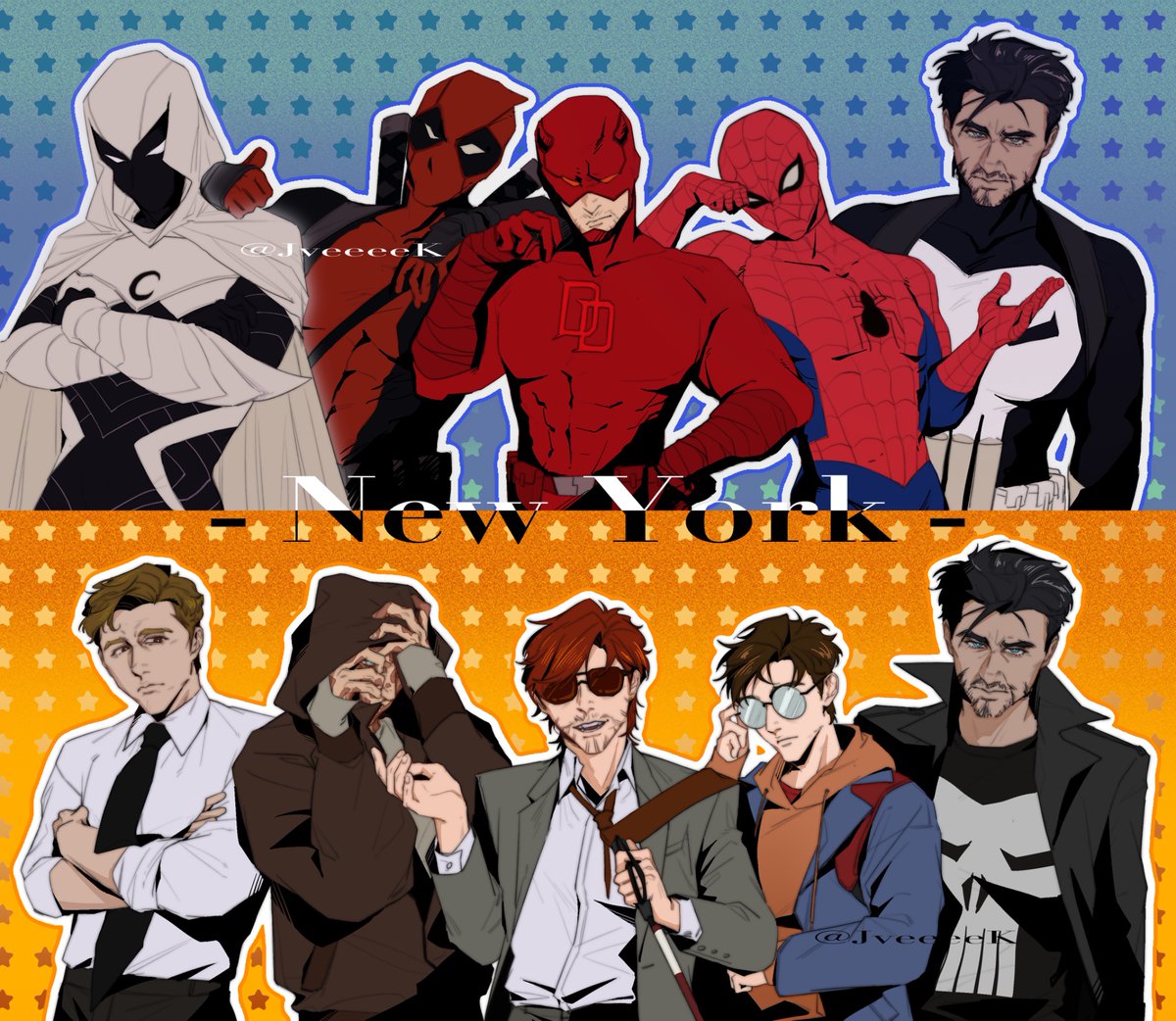JveeeeK's tweet photo. WELCOME TO NEW YORK
#MoonKnight #Deadpool #Daredevil #SpiderMan #Punisher https://t.co/QsOYbYCHdp
