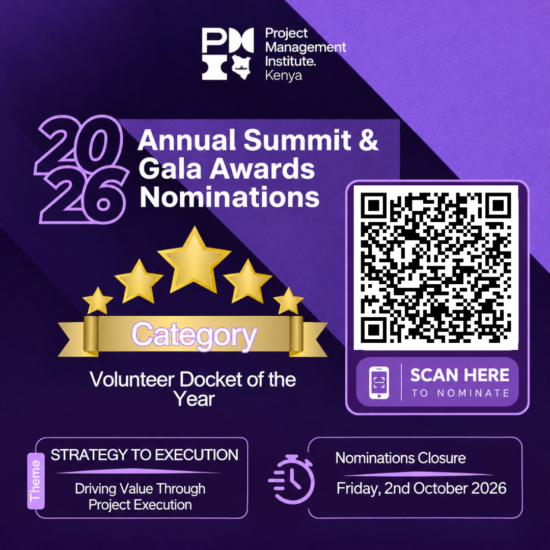 Pmi_Ke's tweet photo. Volunteer of the Year
PMI Kenya Summit &amp; Gala Awards 2026 🏆 Nominations Open
Volunteer of the Year: recognize who moved the Chapter forward.
⏰ Closes Fri, 2 Oct
👉 https://t.co/LPccu7jjjU
#PMIKenya #SummitAndGala2026 https://t.co/xiFgmQ5Prd