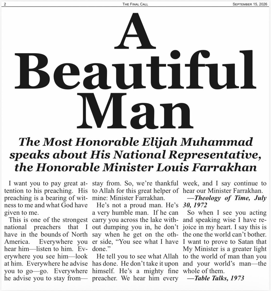 fontainedeon's tweet photo. Peace.  Our Eternal Father, The Most Hon Elijah Muhammad Told Our Beloved Father among us, The Hon Min Farrakhan that he was A BEAUTIFUL MAN. I bear witness that Our Dear Min is the most beautiful man that I’ve ever met &amp; I’m so grateful 2 b 1 of his Servant n this mighty cause https://t.co/GPbcxSrp0i
