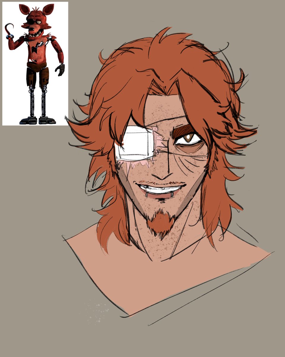 luka73e's tweet photo. Old humanized Foxy design from the hitgame Fnaf https://t.co/5yLudkinQW