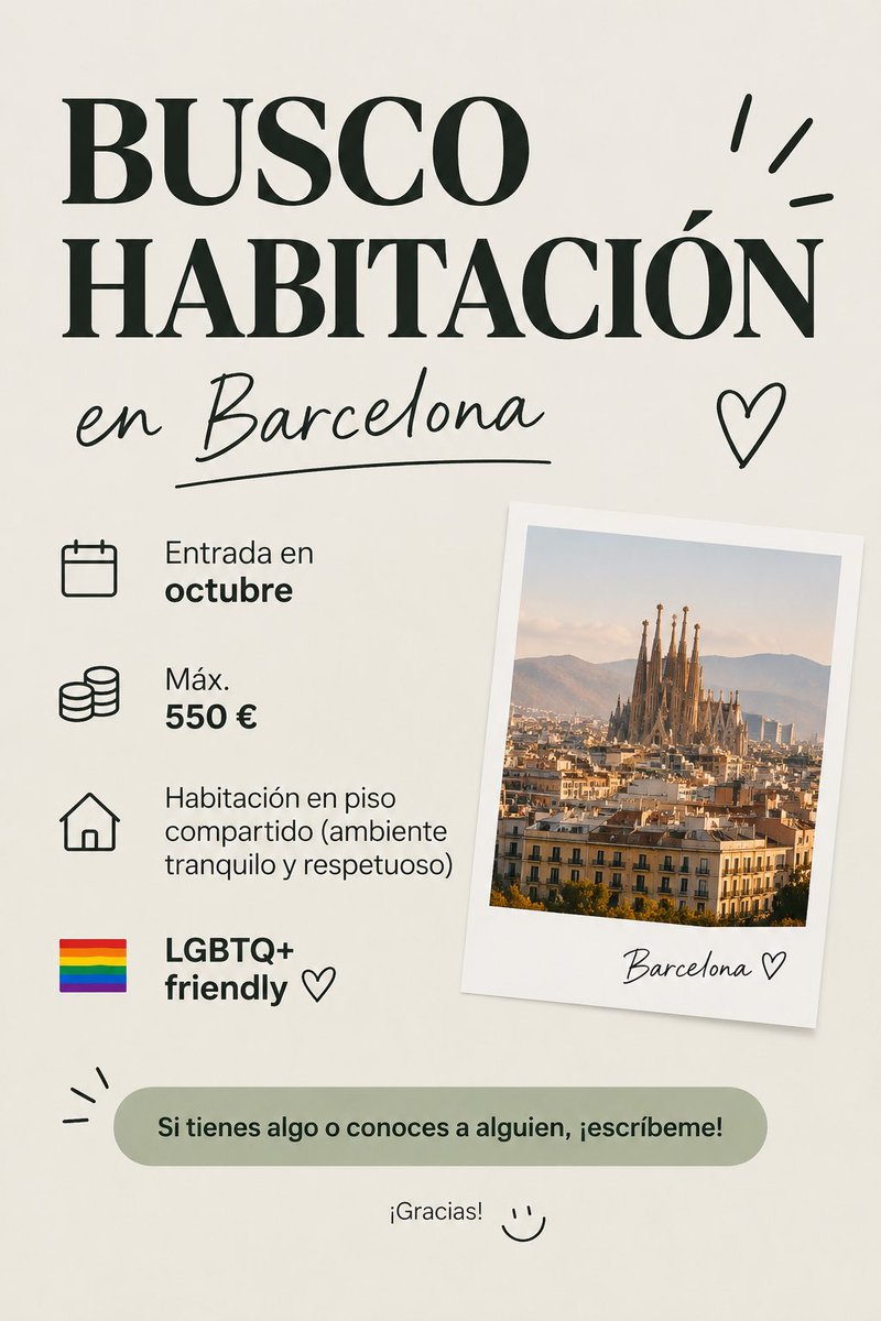 jotawhites's tweet photo. BUSCO PISO EN #BARCELONA PARA ENTRAR EN OCTUBRE!!!! si conocéis a alguien o tenéis habitación porfa!! un RT me ayudaría bastanteeee 🤍🤍🤍🤍 https://t.co/6GP7uyzTBV
