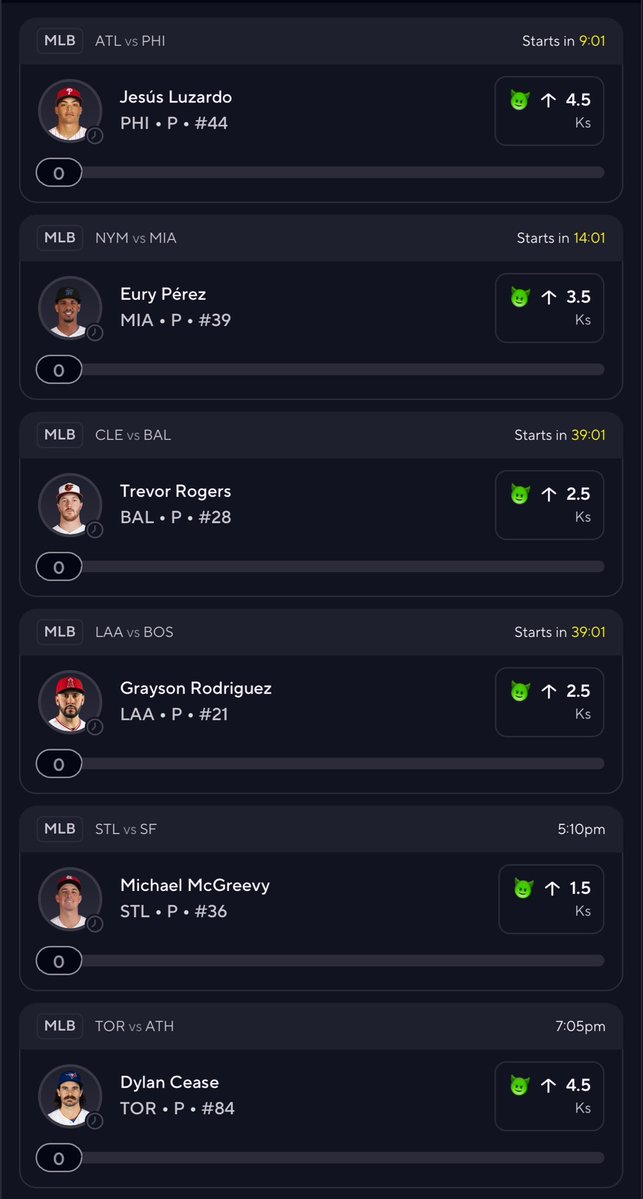 GoblinLordPicks's tweet photo. 6-PICK GOBLIN LORD PICKS: 🔒

Trevor Rogers MORE 2.5 Ks
Dylan Cease MORE 4.5 Ks
Jesús Luzardo MORE 4.5 Ks
Michael McGreevy MORE 1.5 Ks
Grayson Rodriguez MORE 2.5 Ks
Eury Pérez MORE 3.5 Ks

Link to tail 👇😈👇
https://t.co/5UnkV2tI6C

TAILING THE GOBLIN LORD? LIKE THIS POST. 
💵💰🏆💚

FOLLOW for more FREE GOBLIN plays! ✅
#PrizePicks #Gambling𝕏 #MLB #MLBBets
