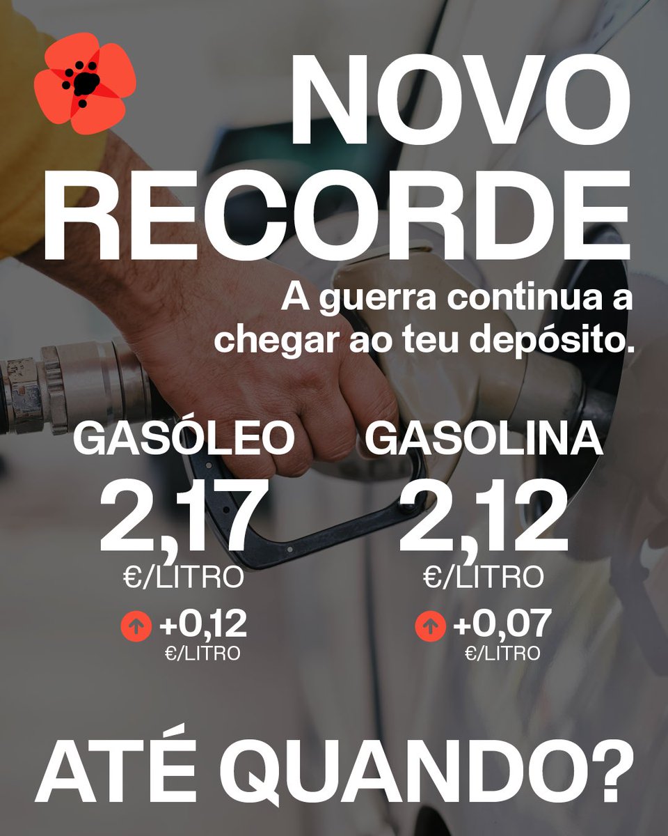 LIVREpt's tweet photo. Mais um recorde. Só tens de agradecer a Trump e Netanyahu pela guerra no Irão, à extrema-direita que os apoia e a Luís Montenegro por continuar a deixar o mercado trabalhar por si.

E as grandes petrolíferas a fazer milhões. Já está na hora de regular os seus lucros, não achas? https://t.co/HczedyP4ZP