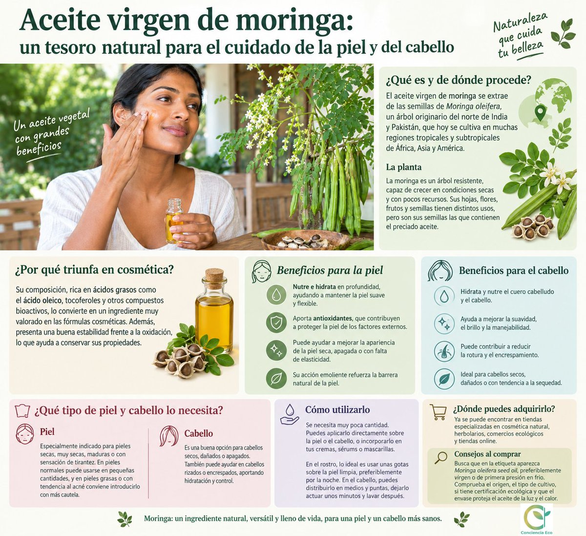 concienciaeco's tweet photo. Aceite de moringa: para qué sirve, qué beneficios tiene y qué pieles pueden usarlo
https://t.co/1pNiheVbyY
#medioambiente #aceitesvegetales #aceitedemoringa #cosmética #cosméticanatural #investigación #belleza #bellezanatural #cabello #pielseca #pieldeshidratada #pielmadura https://t.co/1X64KPcVQv