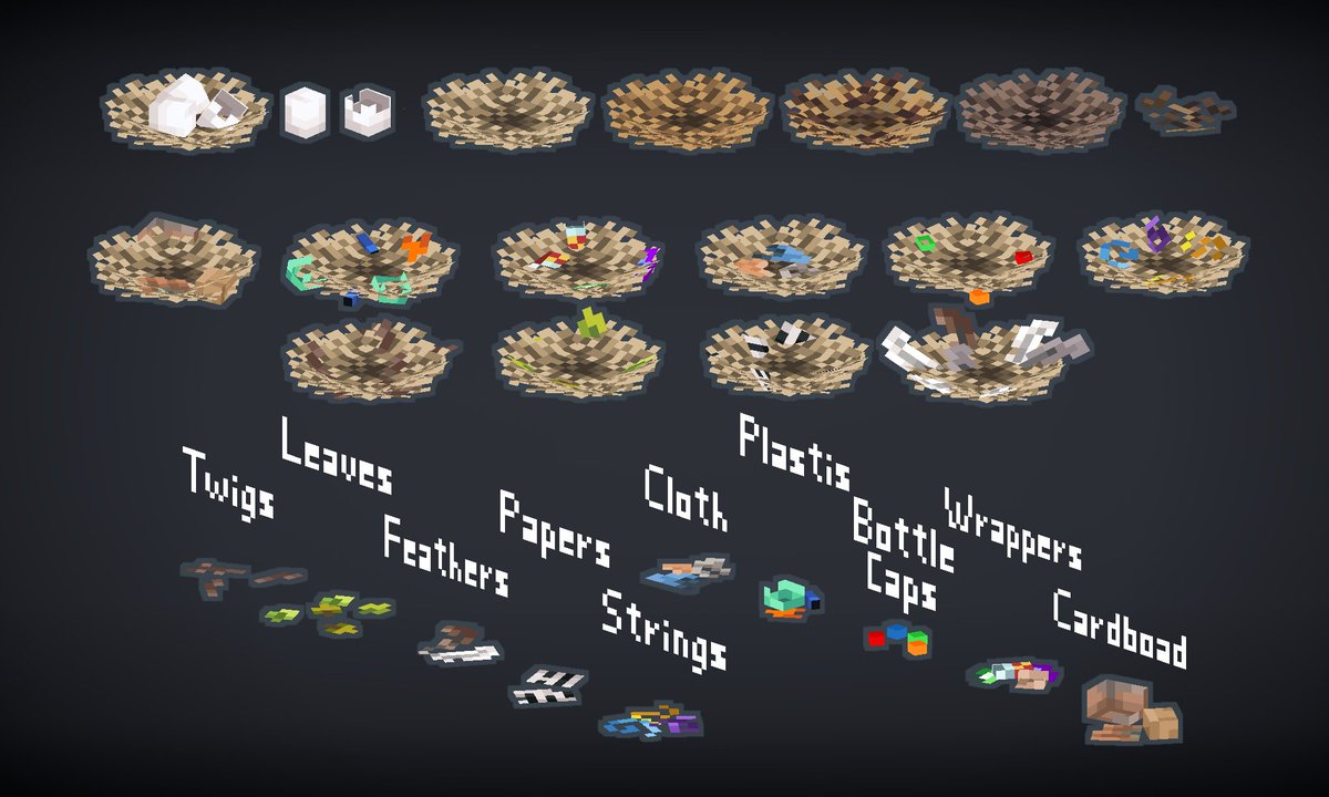 ArthurBn5's tweet photo. Pigeon breeds, their nest and the different pigeon npcs, made for Planet Pigeon by @crackedcubes. 

#3d #pixelart #lowpoly #Blockbench #Minecraft https://t.co/HRlGi5hThO