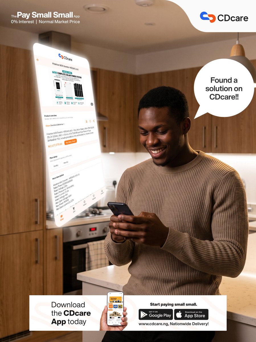 CDcareNG's tweet photo. Need backup power for December?
With the Hisense 6KW Inverter Combo, you can keep things running and enjoy your December without worrying about power.
Get yours on CDcare by paying small small with an 8 month plan to get it in December.
👉 https://t.co/B8h3ApKcmO
#CDcare #PaySmallSmall | https://t.co/2PrWZXbTF3