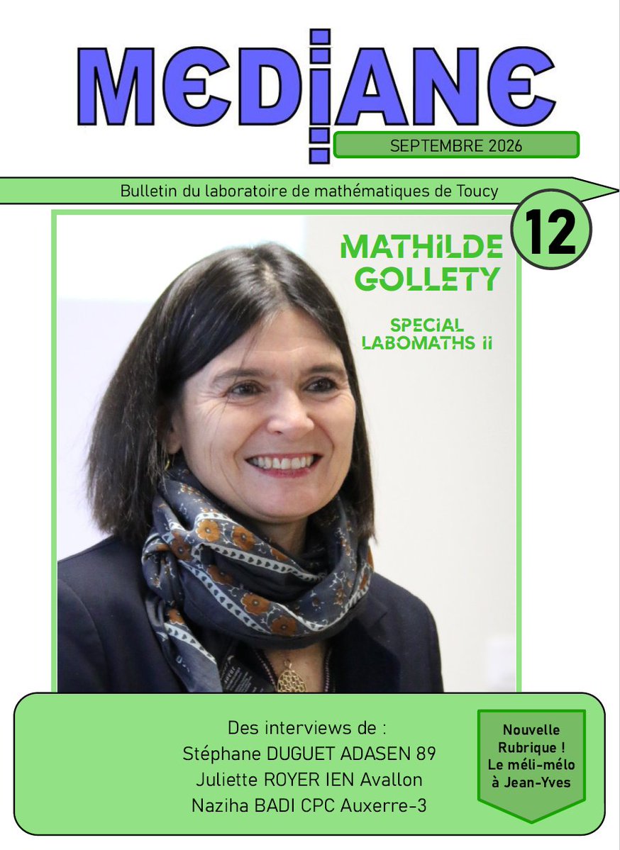 collmaths's tweet photo. Médiane#12 est enfin disponible sur notre site en version pdf gratuite. Des maths sans tabou ! Découvrir les différents acteurs de l'éducation nationale et leurs missions ainsi que leur vision des mathématiques, c'est à découvrir ici : https://t.co/LUeFihERWQ https://t.co/TdEDgLYzyc
