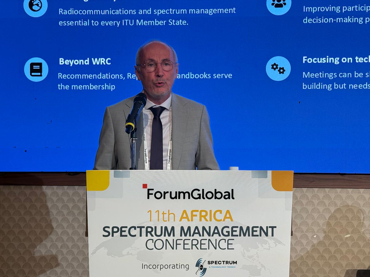 Global_Spectrum's tweet photo. #AfricaSpec closed with Session 6 exploring what a people-centred approach to #SpectrumManagement looks like. Moderated by Ben Ba (@ITU), the panel featured speakers from @ICASA_org, @GSOA_SAT, @Sennheiser &amp; @ericsson and was followed by an ITU-BR Director candidate presentation. https://t.co/lVm629QRff