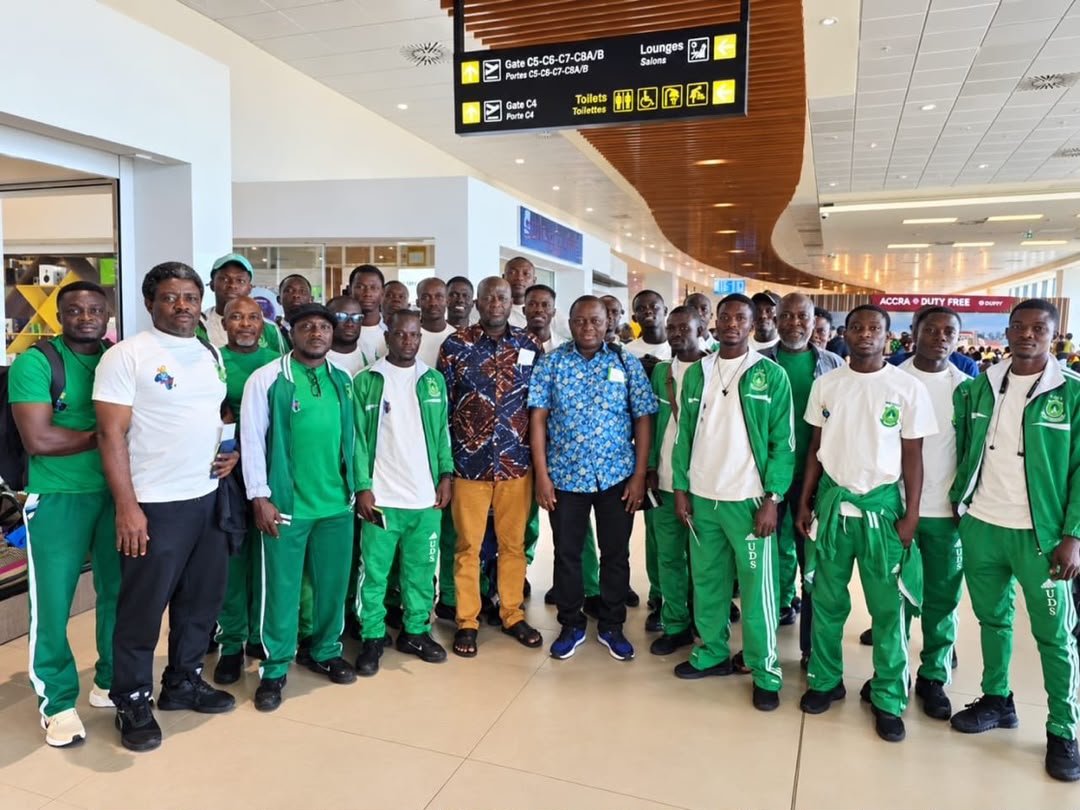 Noticeboardgh's tweet photo. 📍JUST IN📍
The UDS Sport team has set off to Cairo! UDS, the reigning FASU football champions, head to Egypt to defend their title after their historic FISU World Championship triumph.
The FASU game will take place from September 8th to 16th 2026 in Egypt
#UDS #FASU2026 https://t.co/bkv8oQTYWP