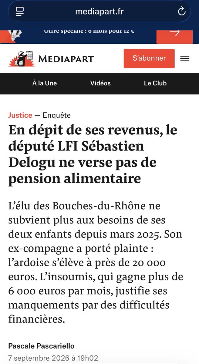VLautard's tweet photo. Le député LFI, Sebastien Delogu, ne subvient plus aux besoins de ses 2 enfants depuis un an et demi.

Une nouvelle illustration du décalage entre les grands discours de LFI sur la justice sociale et la réalité de leurs comportements. https://t.co/tpSER47xqD