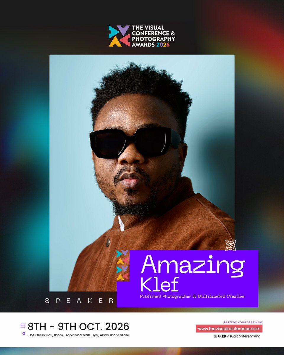 InwangJr's tweet photo. Born Okwuchukwu Martins Dominic, Amazing Klef is a published photographer, director and creative force known for pushing storytelling, colour and visual innovation to another level
Register: https://t.co/fApR3O1GsA
#TVC2026 #TheVisualConferenceawards #thevisualconference2026 https://t.co/xtMsITTXgw