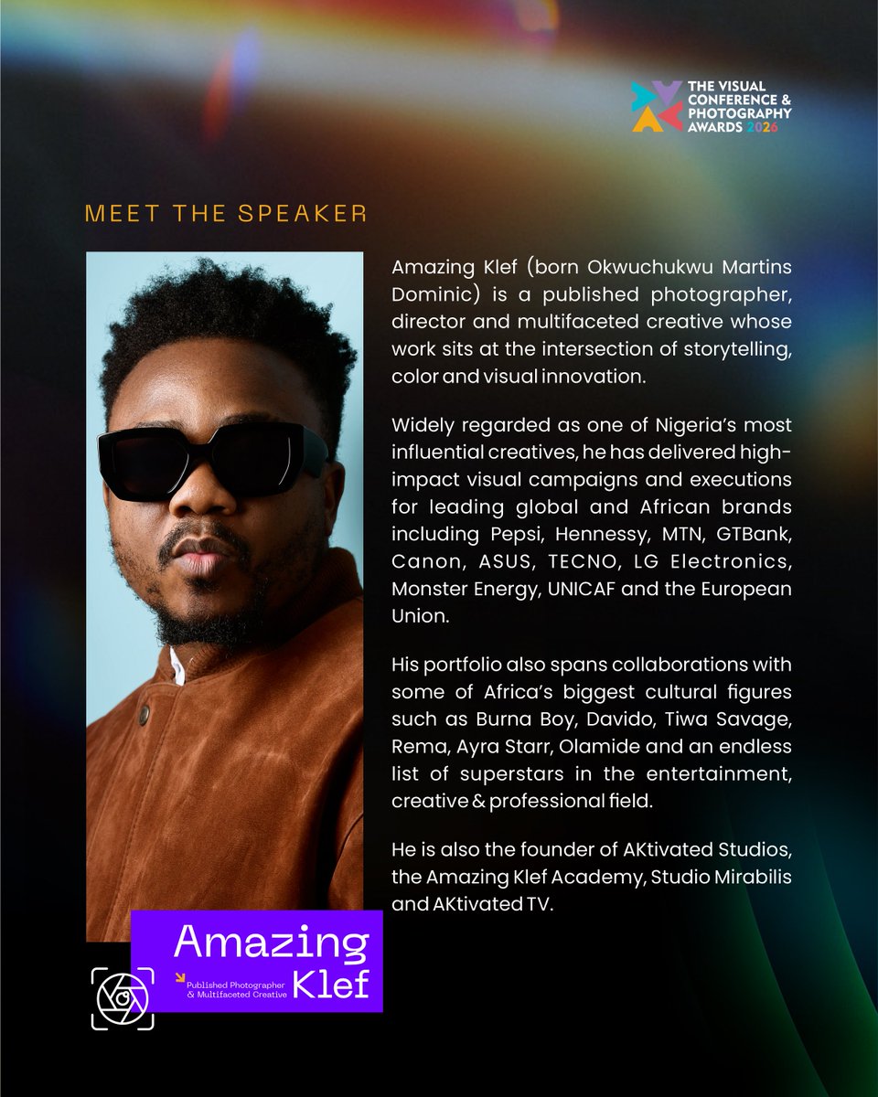 InwangJr's tweet photo. Born Okwuchukwu Martins Dominic, Amazing Klef is a published photographer, director and creative force known for pushing storytelling, colour and visual innovation to another level
Register: https://t.co/fApR3O1GsA
#TVC2026 #TheVisualConferenceawards #thevisualconference2026 https://t.co/xtMsITTXgw
