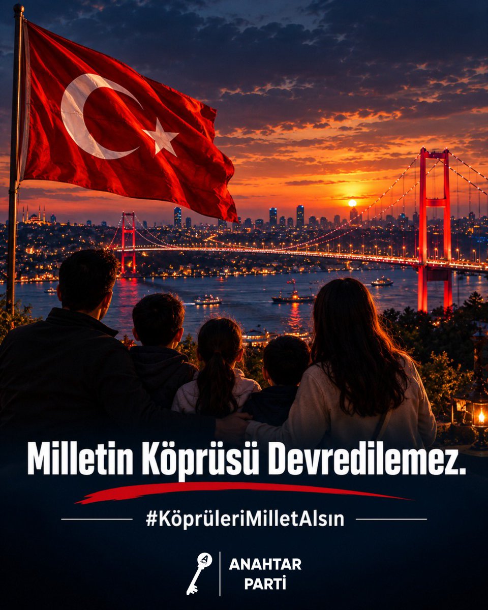 anahtarpartiist's tweet photo. Anahtar Parti İstanbul İl Başkanlığı olarak vurguluyoruz: İstanbul’un ve Türkiye’nin her bir öz kaynağı milletimizin helal hakkıdır ve öyle kalacaktır. Kamunun ve milletin menfaatini her şeyin üstünde tutan anlayışımızla, bu kadim şehrin ve hemşehrilerimizin hakkını kararlılıkla savunmaya devam edeceğiz.

Milletin Köprüsü Devredilemez!

#KöprüleriMilletAlsın