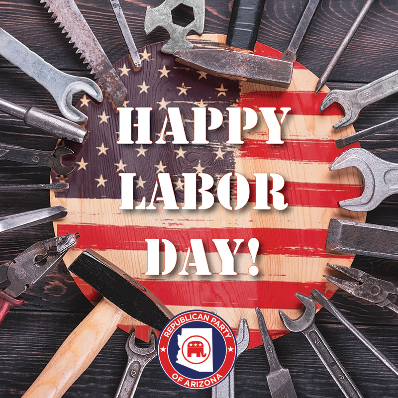 AZGOP's tweet photo. We salute all the men and women who labor to make this country great!

"This Labor Day, we recognize the hard work, dedication, and unwavering commitment of the American worker.  Their inspiring skill and unbreakable spirit have propelled our country forward for generations.  Their strength built our cities, their genius launched and sustained our most advanced industries, and their ingenuity carried American craftsmanship to every corner of the globe." - President Donald Trump