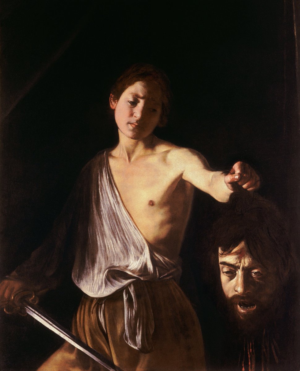 JamesLucasIT's tweet photo. The artist who painted this had killed a man and was hiding from a death sentence. He hid a secret into this painting, a message meant for the only person on earth who could save him...

This is David with the Head of Goliath by Caravaggio, made around 1610. A young David holds up the severed head of the giant he has just slain. But David is not triumphant. Look at his face. There is no victory in it, only sorrow and a strange pity, as if he takes no pleasure in what he has done. 

And then you notice the deatil that changes everything: the severed head is a self-portrait. Caravaggio painted his own face onto the head of the slain giant...

In 1606 Caravaggio killed a man named Ranuccio Tomassoni in a brawl in Rome, and from that day he was a fugitive with a death sentence on his head, drifting from city to city, hunted, and unable to go home. 

He painted this in the last year of his life, on the run, and he did something almost no artist has ever dared. He cast himself not as the hero, but as the villain, the guilty one, the monster who deserved to die.

But it is more than an admission of guilt: it's a plea. Caravaggio sent this painting to Cardinal Scipione Borghese, the most powerful art patron in Rome and the nephew of Pope Paul V, the one man who could secure him a pardon and bring him home.

On David’s sword is an inscription that reads H-AS OS, Humilitas occidit superbiam, "humility kills pride." He was saying: I know what I have become, I offer you my own severed head, take the worst of me and let the rest of me live. Let me come home and be forgiven.

The pardon was granted, but it came too late. Caravaggio died in the summer of 1610, at just thirty-eight, before the news of his forgiveness could reach him. When word of his death spread through the literary world, Giambattista Marino, one of the most celebrated poets of the era, beautifully put into words the sense of loss and awe that Caravaggio had inspired:

"Death and Nature made a cruel plot against you, Caravaggio: Nature feared being surpassed by every image you created. Death burned with indignation because those cut down by his scythe you returned to life, with interest." 

I started my newsletter because the past is full of masterpieces like this one, and so few people ever stop to give them the attention they deserve. Every week I try to. If that is something you'd like to be part of, you can join through the link in my bio! And if you'd like to support my work, a paid subscription is what makes it possible.

Thanks for reading.