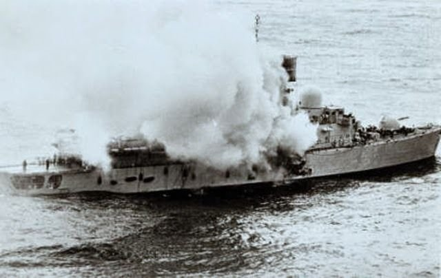 elpeca's tweet photo. @SpaceborneMedic Don't be an idiot, respect the fallen on both sides.

Sheffield, Ardent, Antelope and Coventry, military vessels. https://t.co/OXZ0gSnzzo